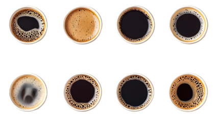 Professional Top View of Paper Takeaway Cups in Various Black Designs