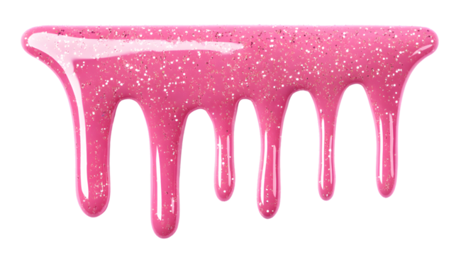 Glistening Pink Slime with Glitter Isolated on White Background