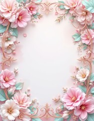 Fototapeta premium Floral Frame with Pink Blossoms