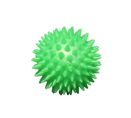 Green Spiky Massage Ball on White Background