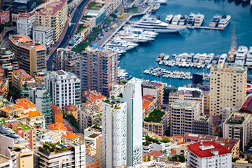 Aerial view of Monaco on the French Riviera - Sunshine above the richest city state in the World