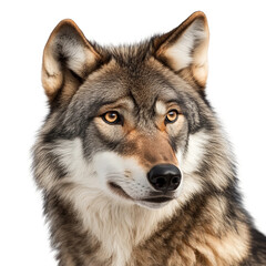 Fototapeta premium Close-up shot of a majestic wolf displaying intense focus and intelligence