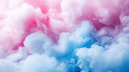 Fototapeta premium Swirling pastel hues, fluid watercolor texture, dreamy pink and blue gradients, abstract painterly effect, soft cloud-like formations