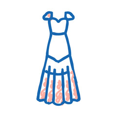 drop waist wedding dress icon doodle illustration