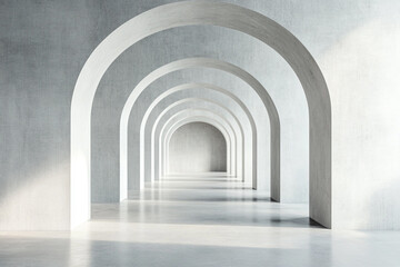 Fototapeta premium Modern architecture minimalist design concrete arches hallway interior