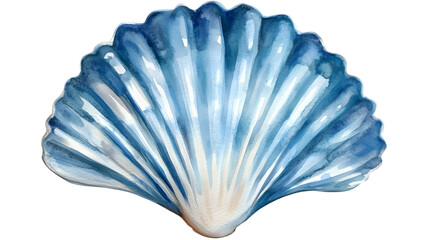 Beautiful Blue Watercolor Seashell Illustration for Design Projects