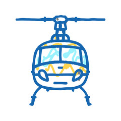 helicopter transport vehicle icon doodle illustration