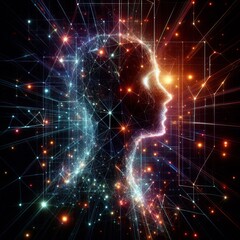 Tech inspired neon grids form luminous