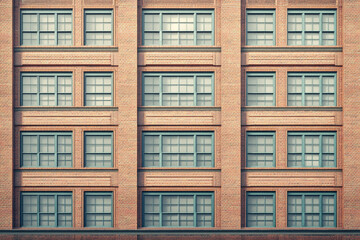 Fototapeta premium Brick building facade many windows classic design