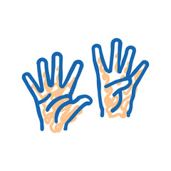 nine number hand gesture icon doodle illustration