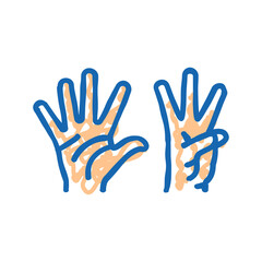 eight number hand gesture icon doodle illustration