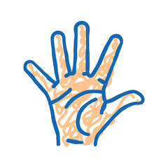 five number hand gesture icon doodle illustration