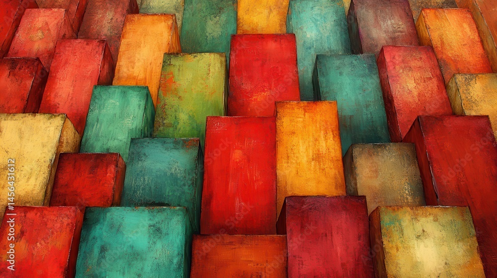 Poster abstract texture backdrop with vibrant chromatic rectangles casc