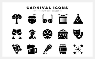 15 Brazilian Carnival Glyph icon pack. vector illustration.