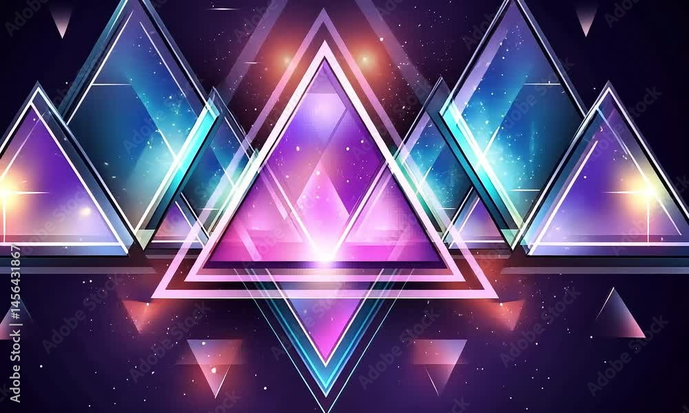 Poster abstract geometric triangle shapes with neon glow design element