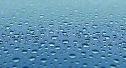 Macro Photography of Water Droplets on a Blue Surface