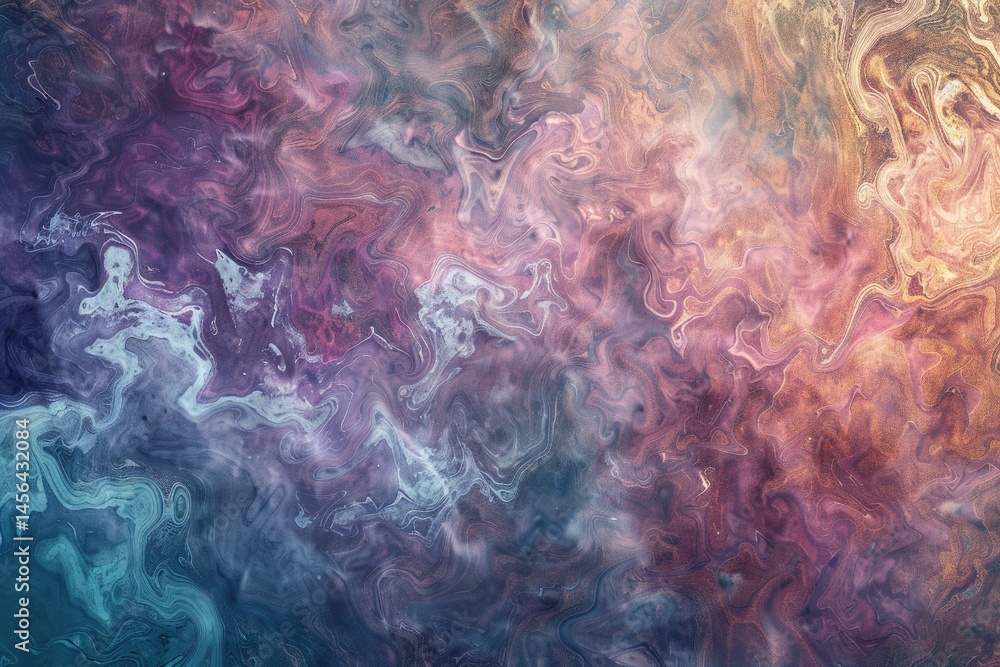 Poster abstract colorful swirled patterns with metallic sheen. digital art for vibrant and creative design.
