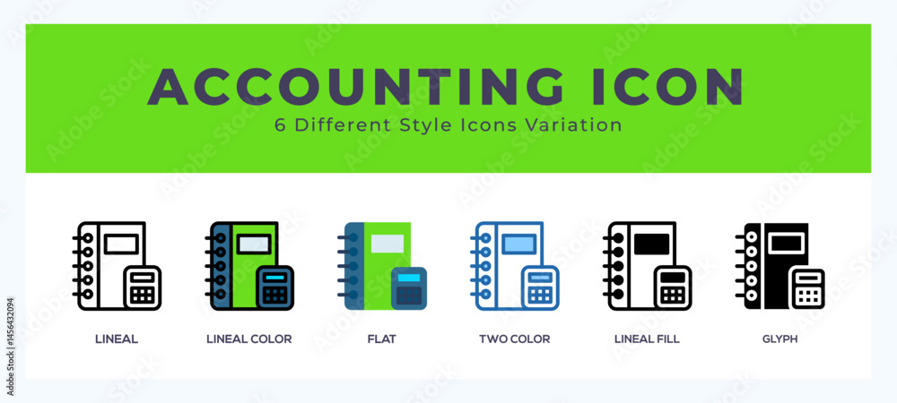 Poster accounting icon set with different styles. design elements for logo. vector illustration.