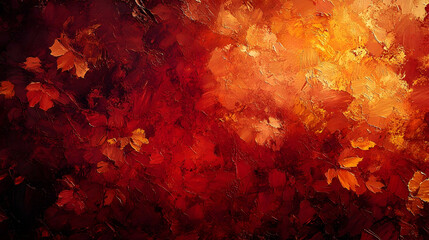 Autumnal foliage painting, vibrant fall colors.