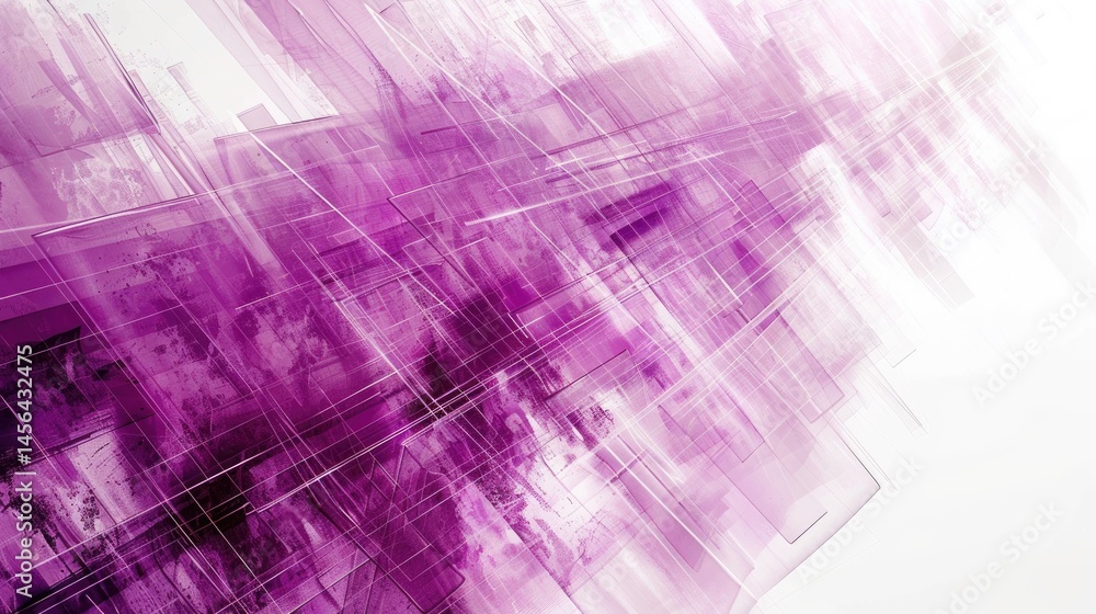 Poster abstract geometric pattern with overlapping white squares on a purple background. background image o