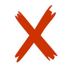 red cross sign icon. red cross flat simbol x. Grunge X symbol