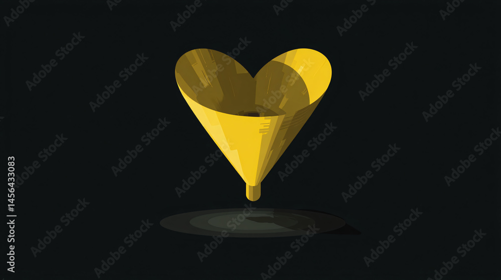 Poster flat vector design of a heart forge tuning cone shape in yellow, ideal for graphic projects.