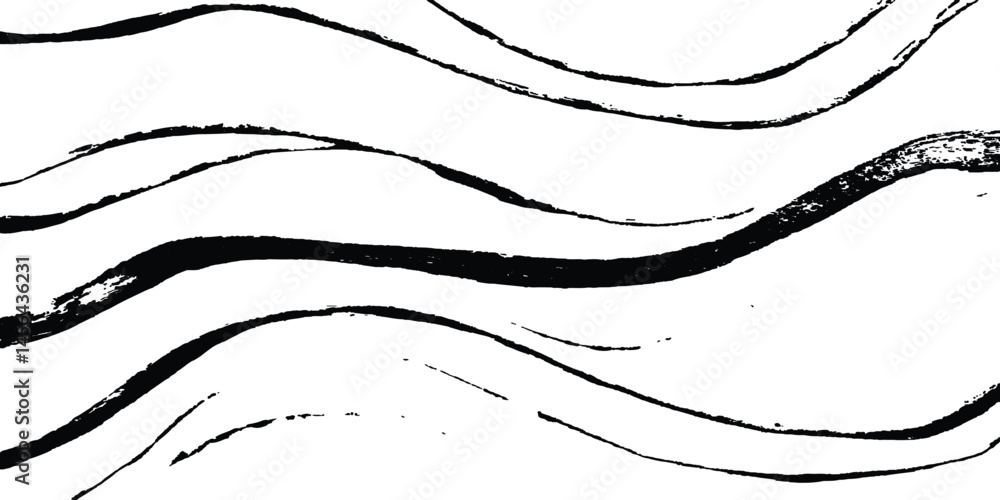 Poster black flowing wave lines on white transparent background. abstract wave line for banner, template, w