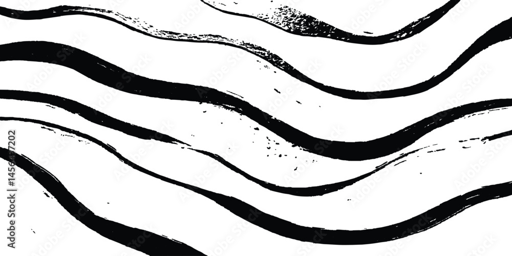Aufkleber Abstract black wavy lines on transparent background. Black flowing wave lines set on white and transparent background. Line wavy abstract vector background. Curve wave. Line art striped graphic