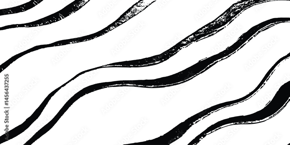 Leinwandbilder abstract black wavy lines on transparent background. black flowing wave lines set on white and trans