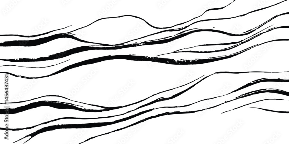 Aufkleber Abstract black wavy lines on transparent background. Black flowing wave lines set on white and transparent background. Line wavy abstract vector background. Curve wave. Line art striped graphic