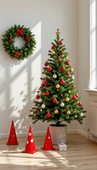 cones and christmas tree