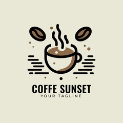 Coffe Sunset Logo Vector Illustration
