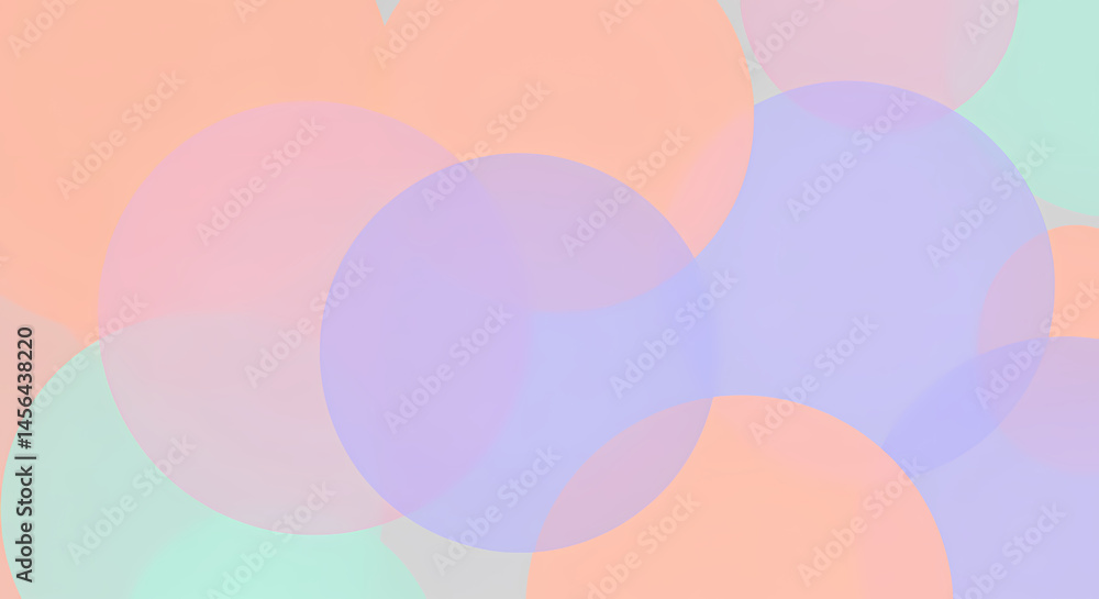 Poster pastel spheres overlapping abstract soft gradient background