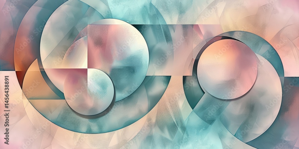 Poster abstract circle geometric shapes effect on surface of digital cyber design express scene of cyberspa