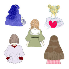 This illustration is a woman's back view.