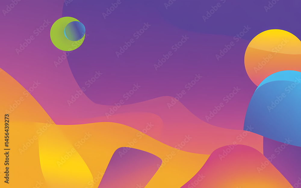 Poster abstract liquid gradient landscape vector background with planet