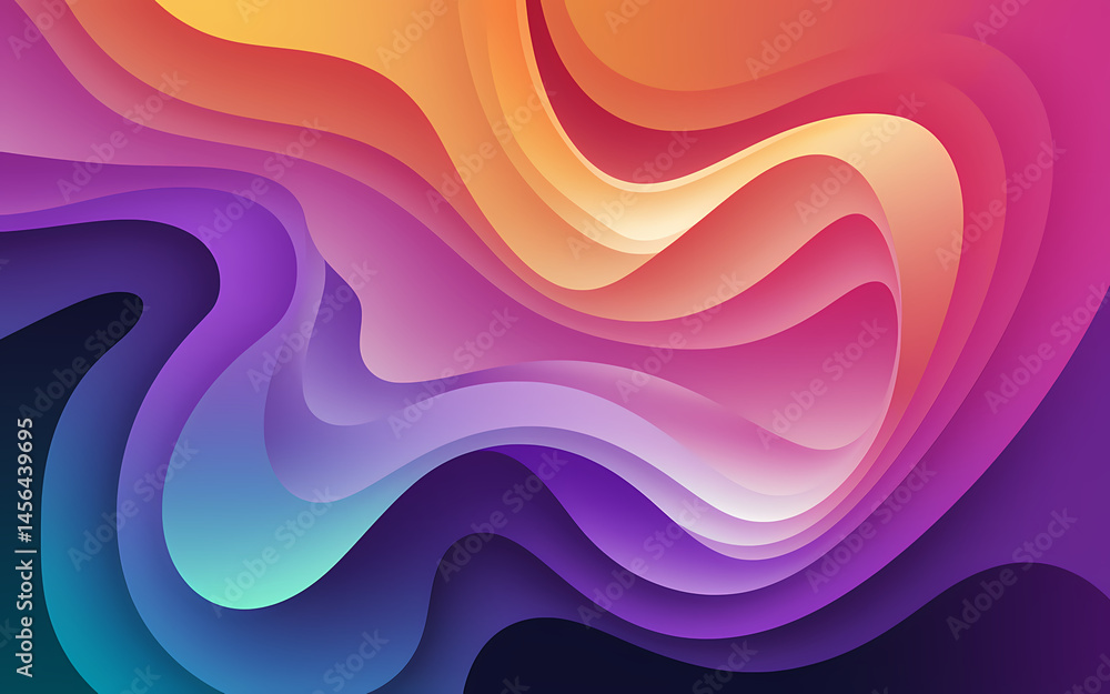 Poster abstract colorful vector illustration design featuring wavy blue lines and fractal patterns