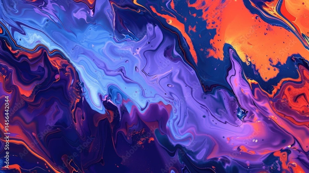 Aufkleber the abstract picture of the blue and orange colour that is mixing with each other in the background,