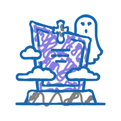 grave zombie evil icon doodle illustration