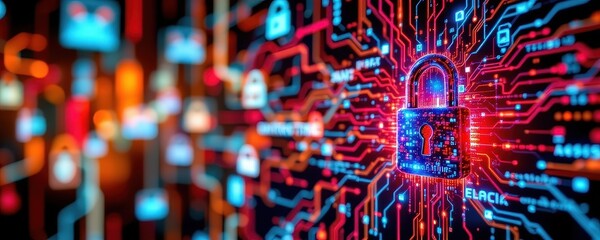 cyber security padlock symbolizes the protection and safeguarding of digital assets and information against unauthorized access