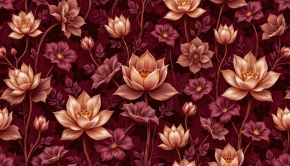 Elegant floral pattern design textile background nature inspired warm tones close-up view artistic concept for decor