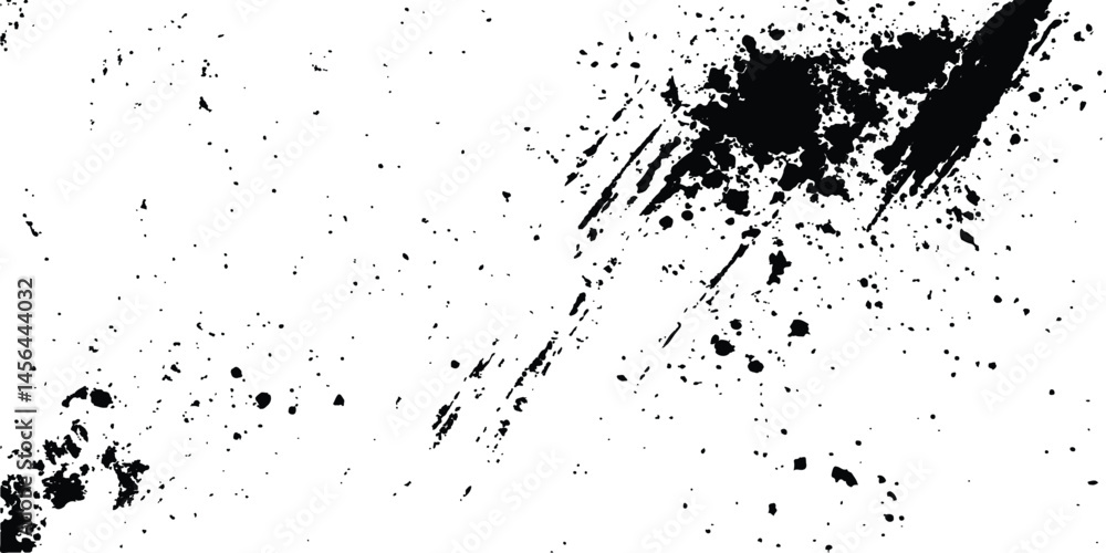 Poster Vector grunge black and white distressed texture transparent white background. Abstract black ink splash on white background with energetic splatter and unique texture for creative and artistic design