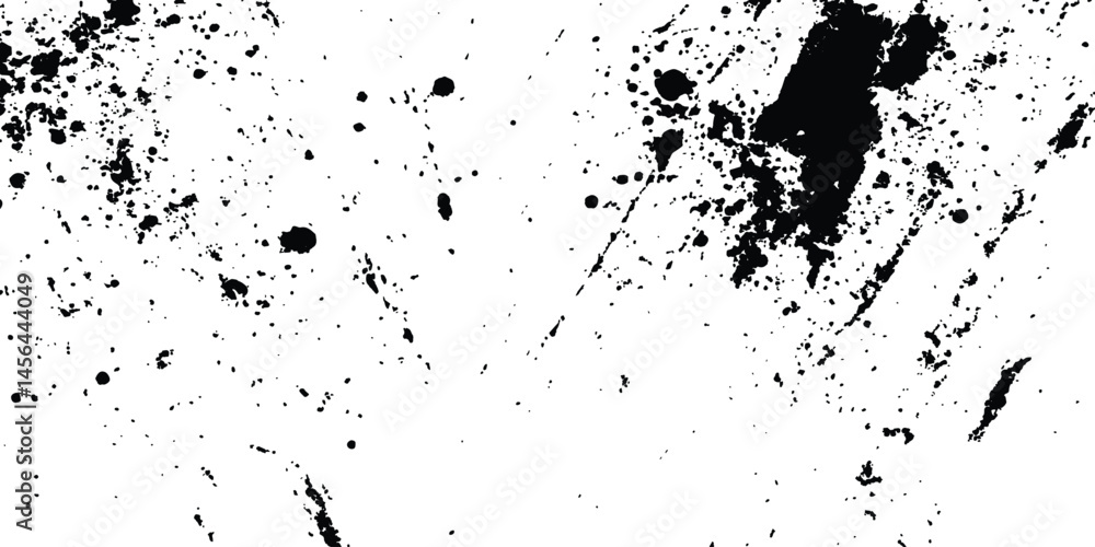 Fototapete Vector grunge black and white distressed texture transparent white background. Abstract black ink splash on white background with energetic splatter and unique texture for creative and artistic design