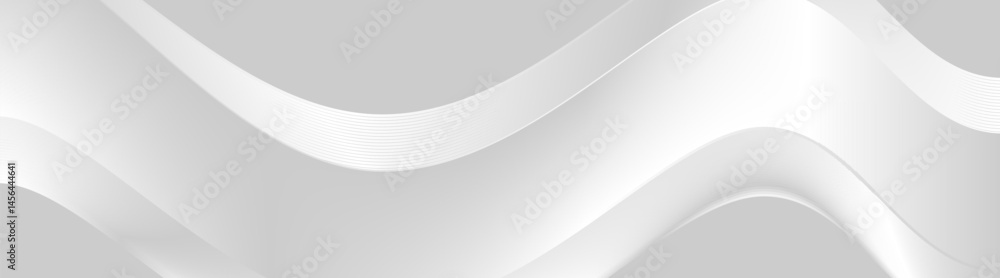 Poster flow white gradient wave curve shape design soft gray background