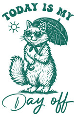 The cat girl is going on vacation. Vintage retro memes calssic.