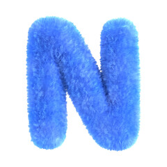 Fluffy Blue Letter N