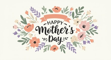 Obraz premium Charming floral frame for Mother's Day greetings with artistic lettering