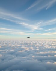 Fototapeta premium Airplane Flying Above Cloudscape
