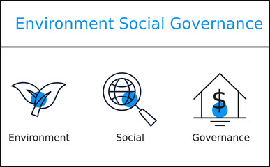 esg line icon set with circle shape, environment social governance