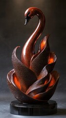 Naklejka premium Elegant swan shaped chocolate sculpture a decadent work of culinary art
